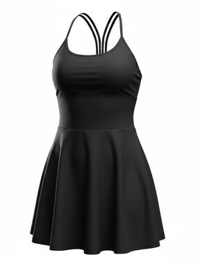 Splits59 Black Strappy Skater Dress
